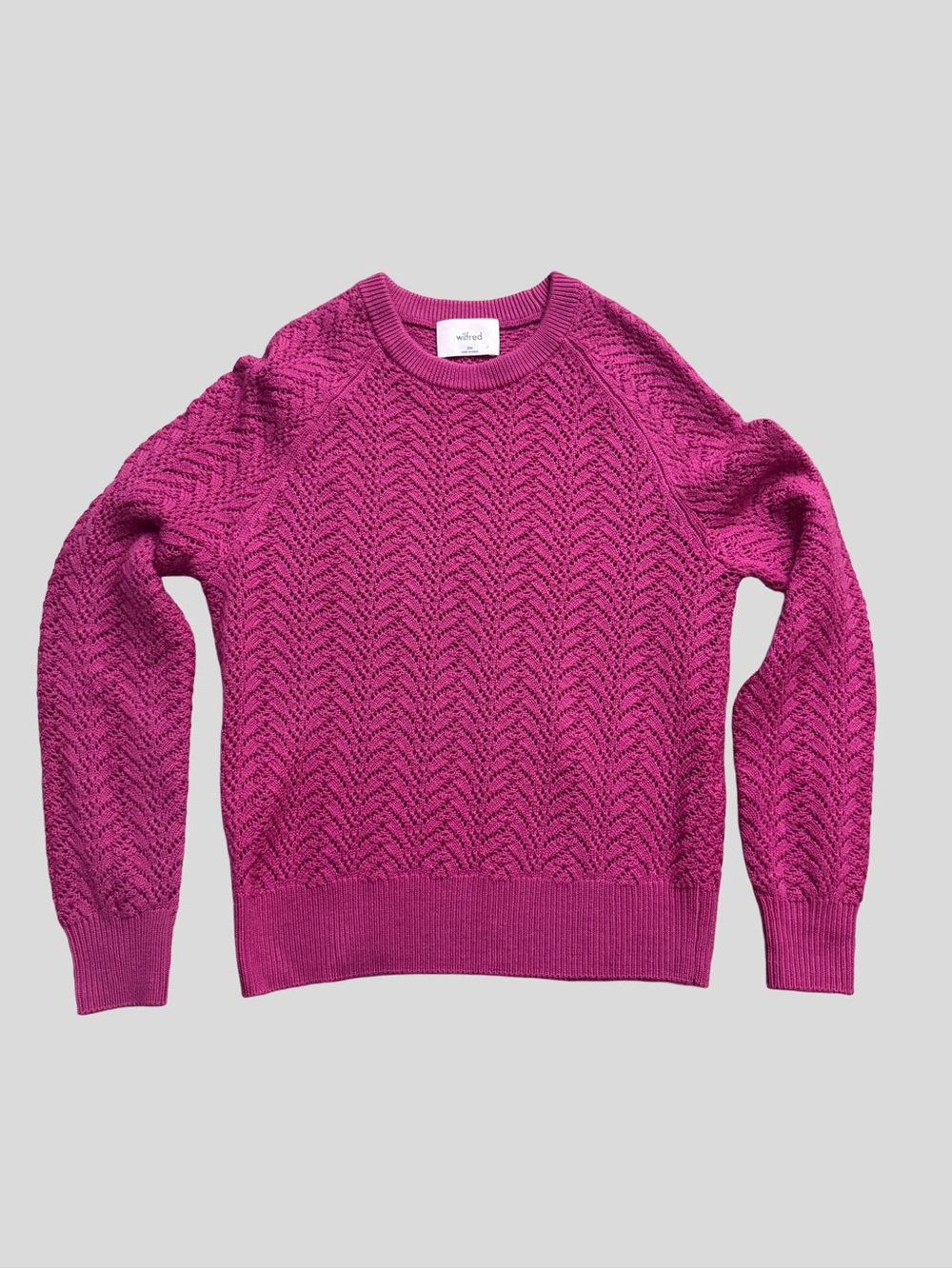 Aritzia Wilfred Arbor Merino Wool Sweater Pointelle Knit Fuchsia Pink